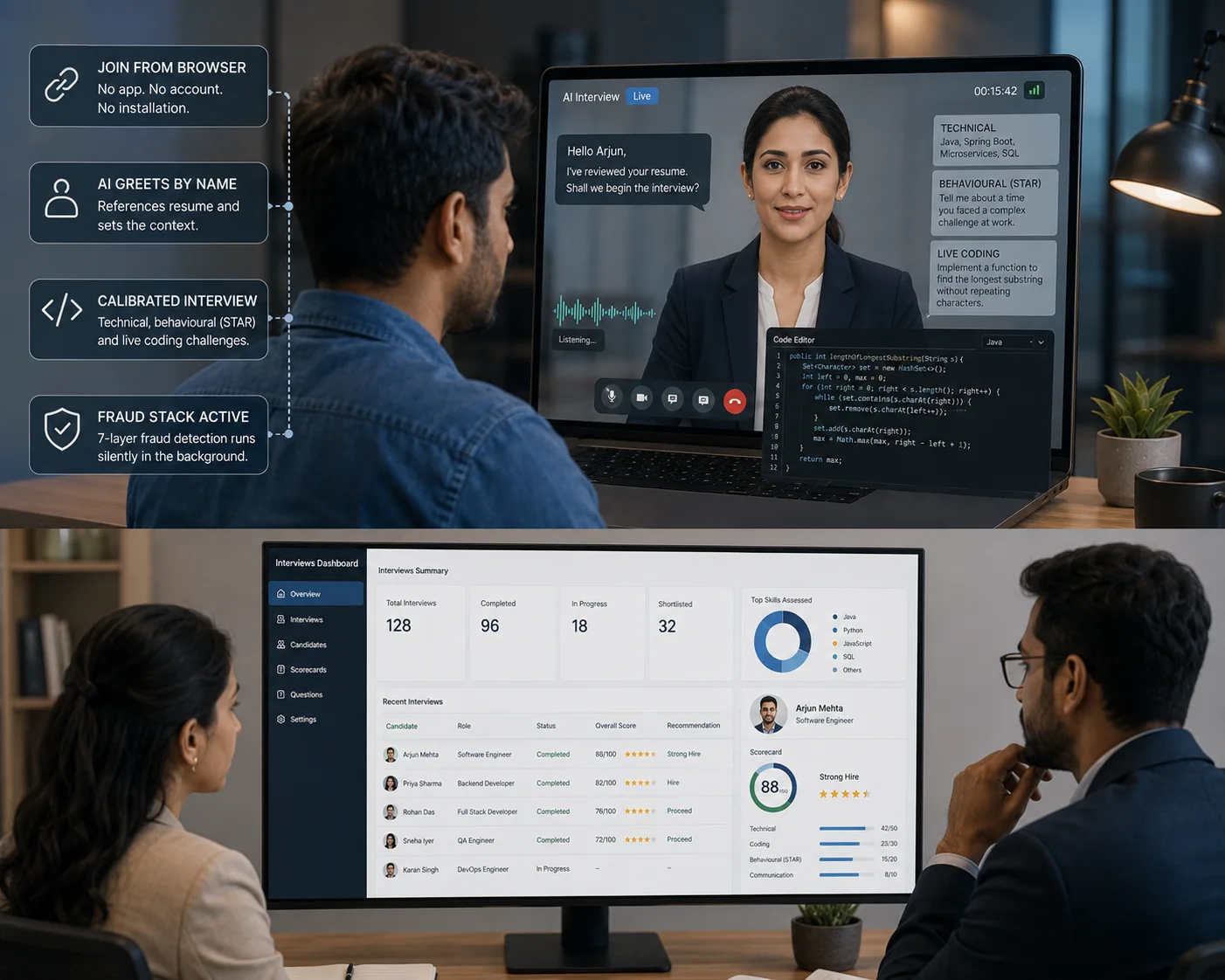 A candidate in a live AI-conducted interview session