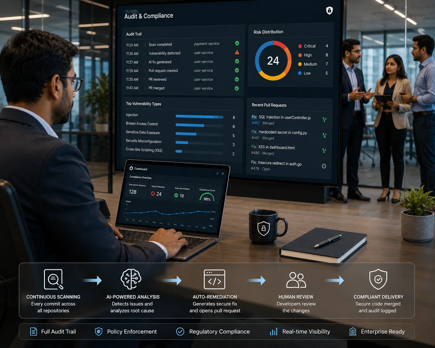 Audit and compliance evidence tracked without slowing delivery