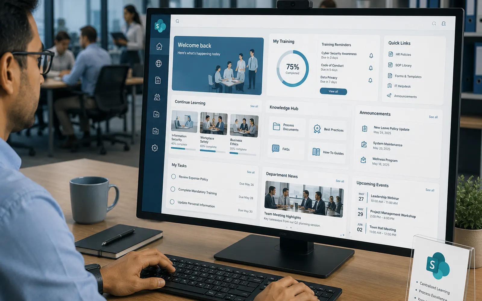 Custom SharePoint employee training portal dashboard