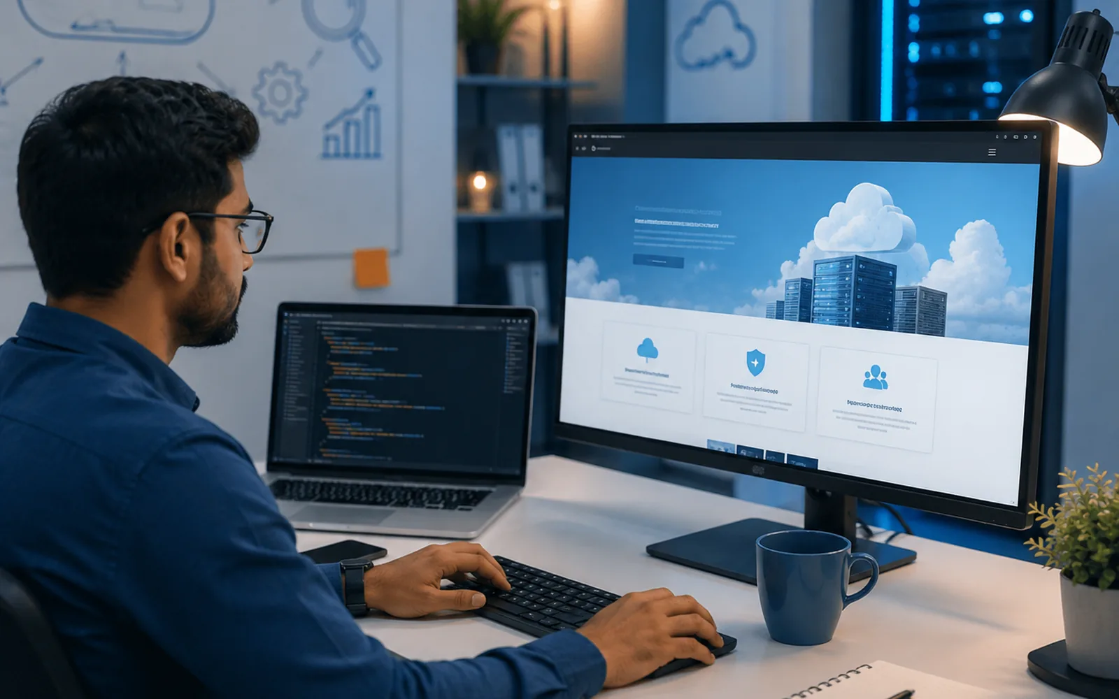 Custom cloud services company website across devices
