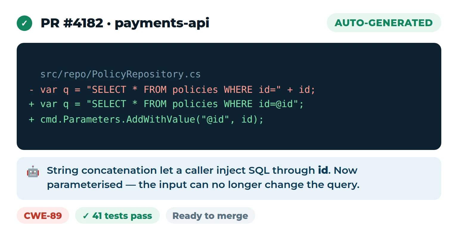 Kalpita CodeGuard — aI-generated pull request with plain-English explainer