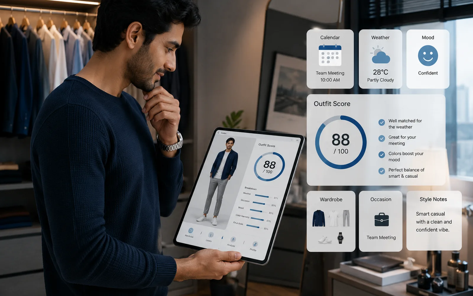 Kalpita MoodFit explaining a scored daily outfit