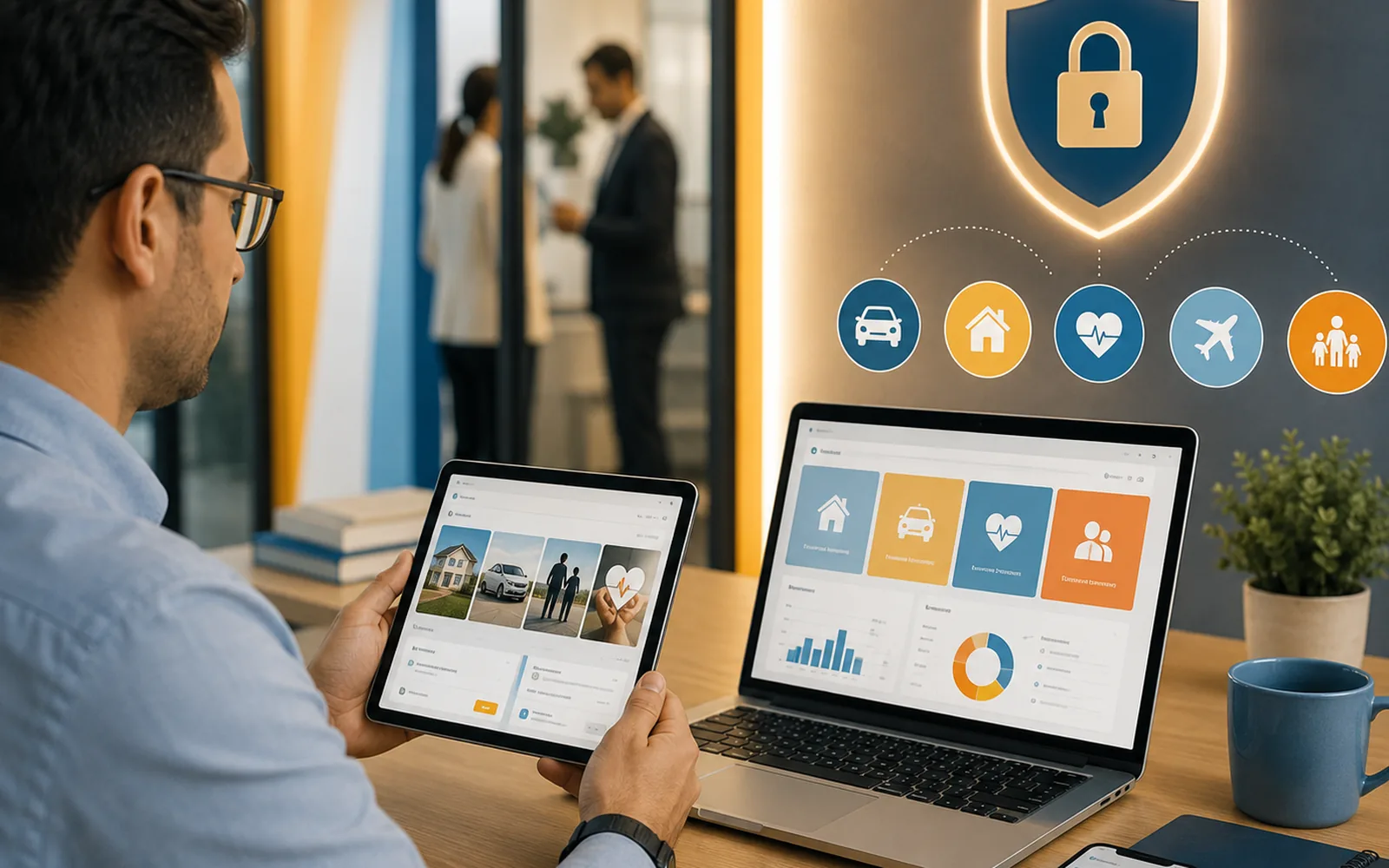 Unified insurance customer engagement portal with advisor communication and Power BI dashboards